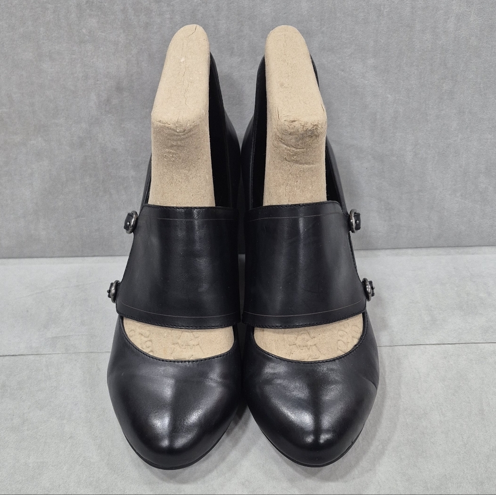 Max Studio Beau pumps women's 8 black fine leather double monk strap - Picture 2 of 16